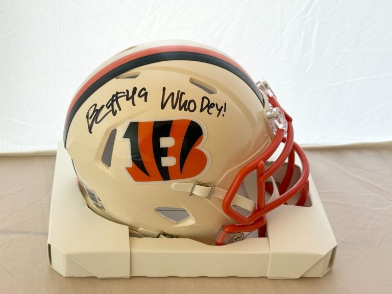 Barrett Carter signed Cincinnati Bengals Retro mini helmet + Who Dey Insc GT COA