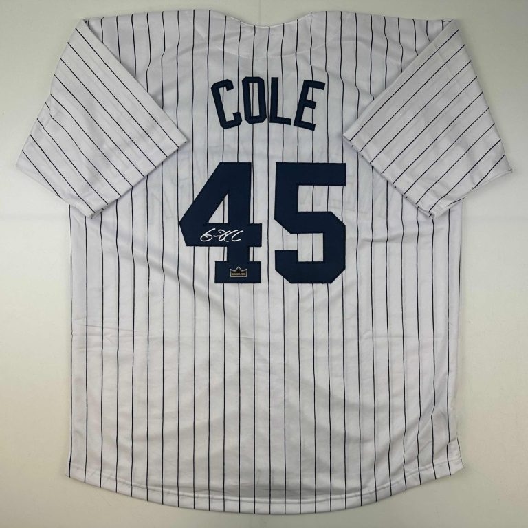 Facsimile Autographed Gerrit Cole New York Pinstripe Jersey Size Men's X
