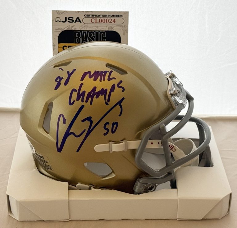 Chris Zorich signed Notre Dame Fighting Irish mini helmet W/ Champs Inscrip JSA