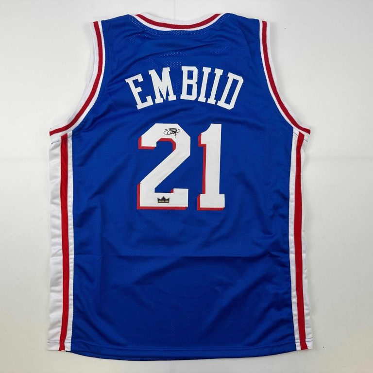 Facsimile Autographed Joel Embiid Philadelphia Blue Auto Jersey Men's XL