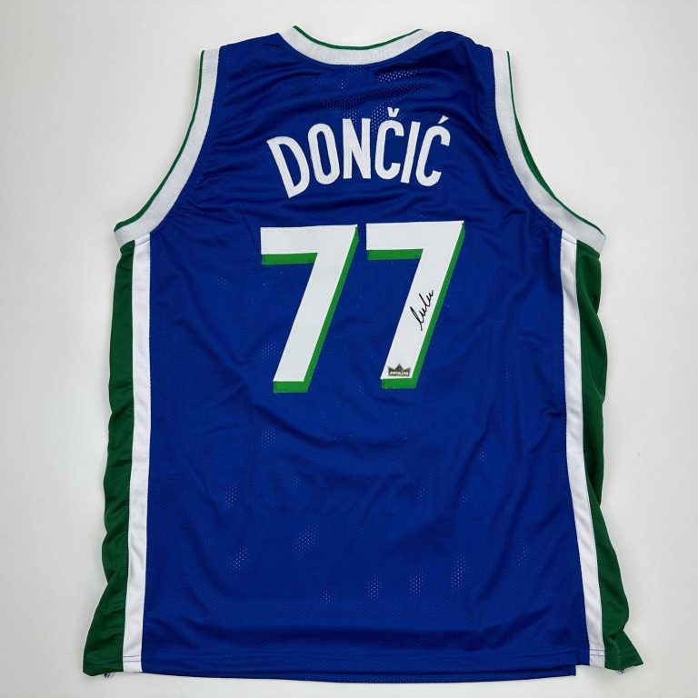 Facsimile Autographed Luka Doncic Dallas Retro Blue Jersey Size Men's XL