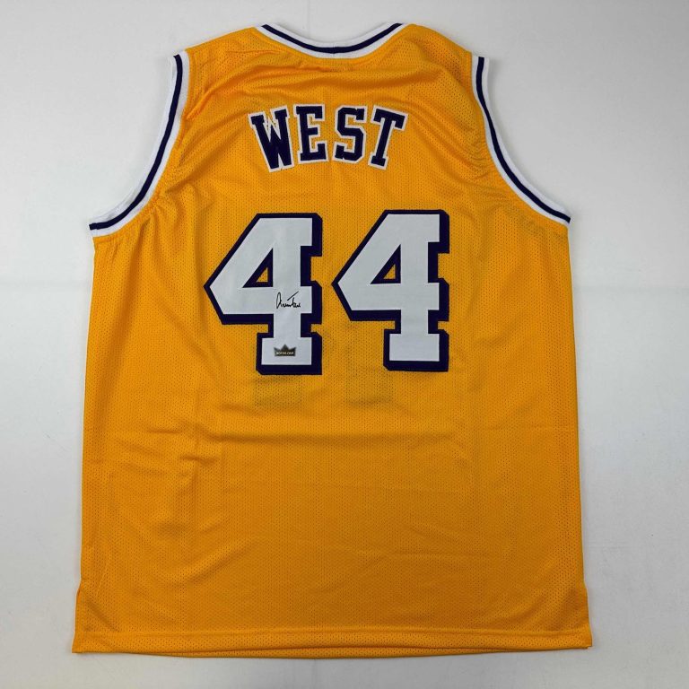 Facsimile Autographed Jerry West Los Angeles LA Yellow Jersey Men's XL