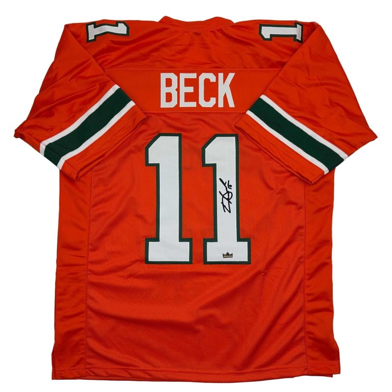 Facsimile Autographed Carson Beck Miami Orange Reprint Jersey Size Men's XL