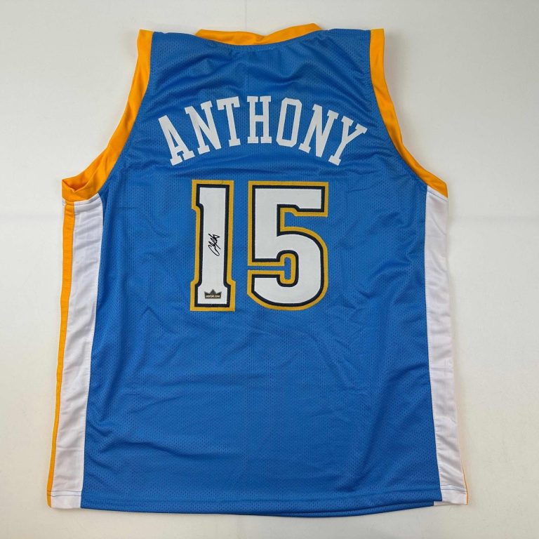 Facsimile Autographed Carmelo Anthony Denver Blue Jersey Size Men's XL
