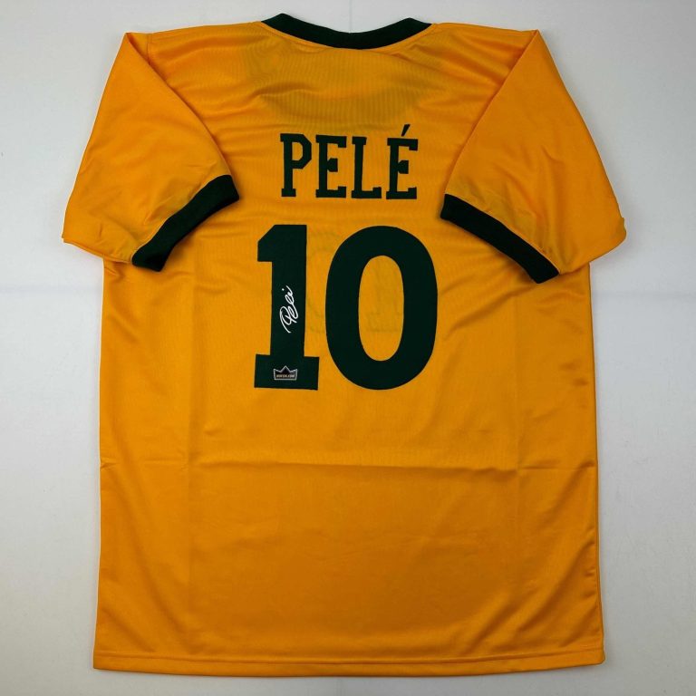 Facsimile Autographed Pele Brazil Yellow World Cup Jersey Size Men's XL