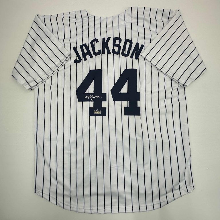 Facsimile Autographed Reggie Jackson New York Pinstripe Jersey Men's XL