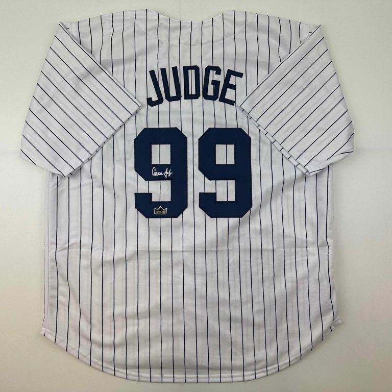 Facsimile Autographed Aaron Judge New York Pinstripe Auto Jersey Mens XL