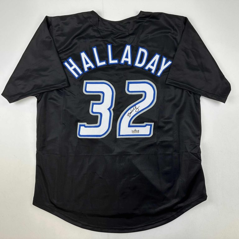 Facsimile Autographed Roy Halladay Toronto Black Jersey Size Men's XL