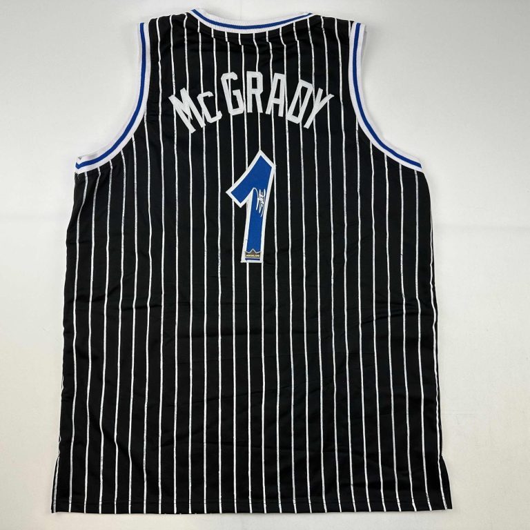 Facsimile Autographed Tracy McGrady Orlando Black Pinstripe Jersey XL