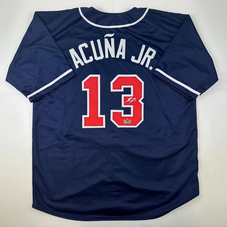 Facsimile Autographed Ronald Acuna Jr. Atlanta Blue Auto Jersey Men's XL