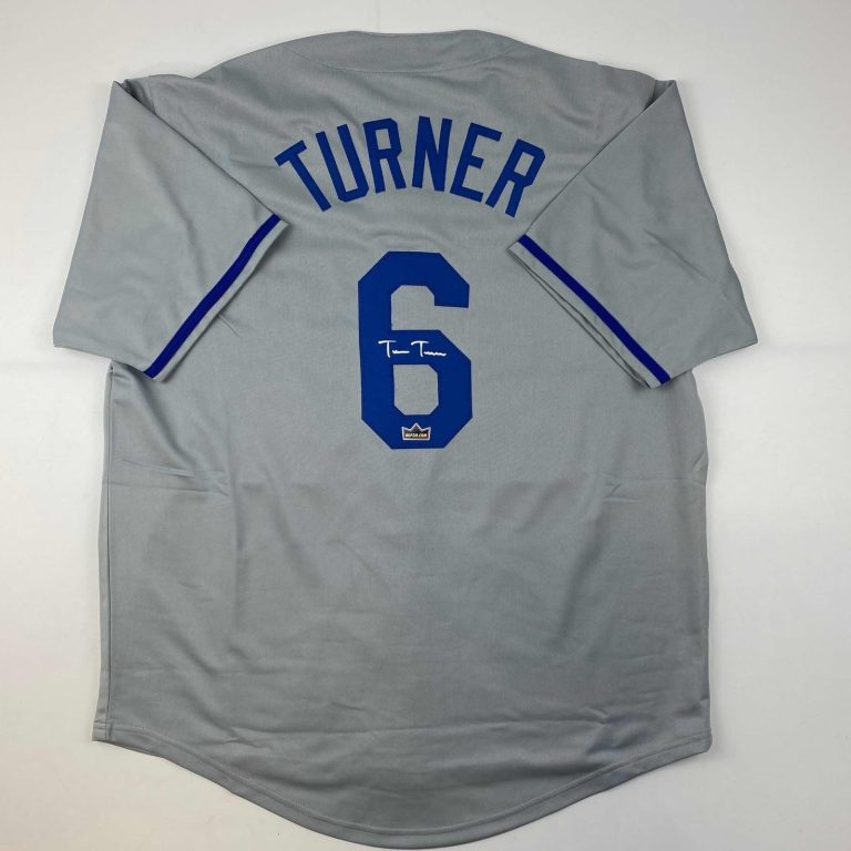 Facsimile Autographed Trea Turner Los Angeles LA Grey Jersey Men's XL