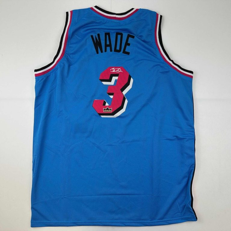 Facsimile Autographed Dwyane Wade Miami Blue Vice City Jersey Men's XL