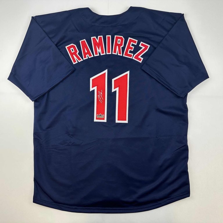 Facsimile Autographed Jose Ramirez Cleveland Blue Auto Jersey Men's XL