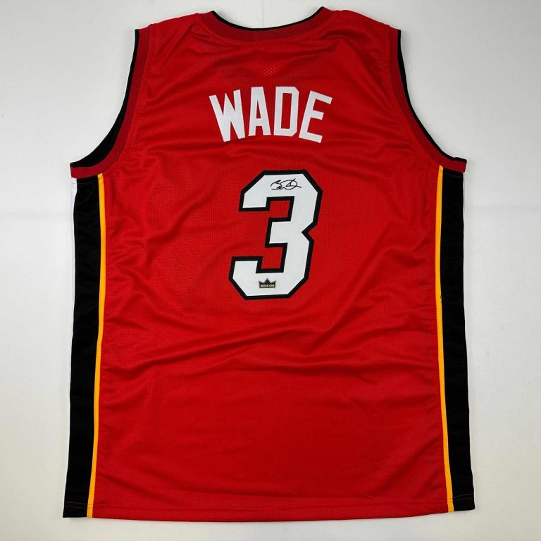 Facsimile Autographed Dwyane Wade Miami Red Reprint Jersey Size Men's XL