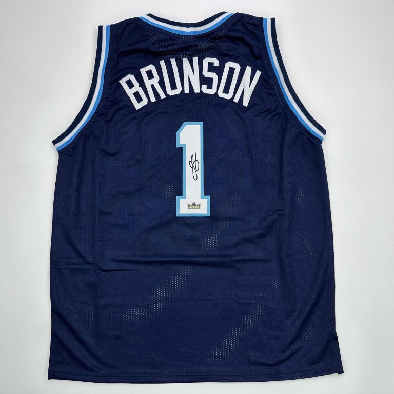 Facsimile Autographed Jalen Brunson Villanova Blue Jersey Size Men's XL