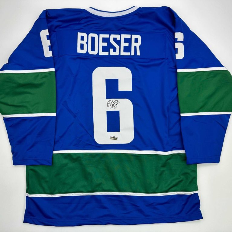 Facsimile Autographed Brock Boeser Vancouver Blue Jersey Size Men's XL