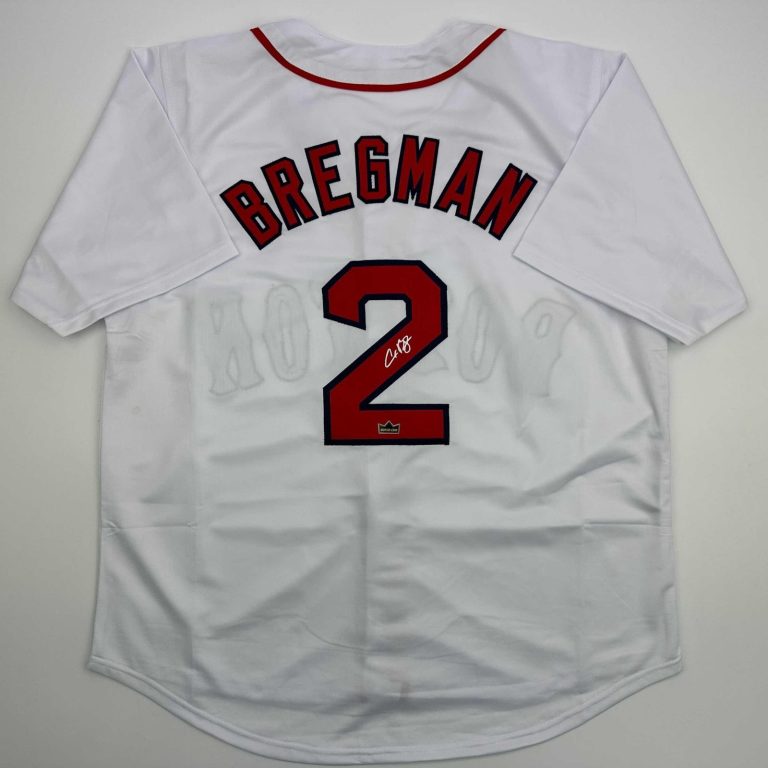 Facsimile Autographed Alex Bregman Boston White Jersey Size Men's XL