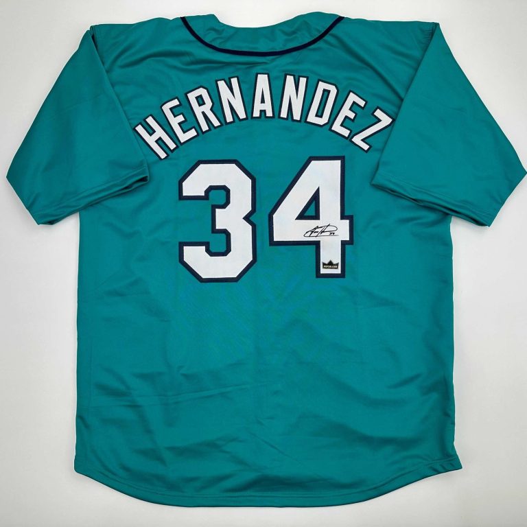 Facsimile Autographed Felix Hernandez Seattle Teal Jersey Size Men's XL