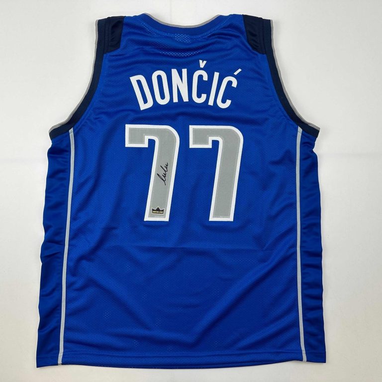 Facsimile Autographed Luka Doncic Dallas Blue Jersey Men's XL