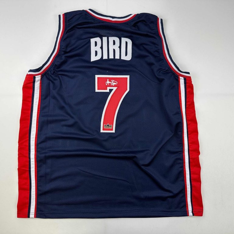 Facsimile Autographed Larry Bird United States Olympics Blue Jersey XL