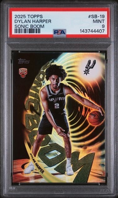 Graded 2025 Topps Dylan Harper #SB19 Sonic Boom Rookie RC Card PSA 9 Mint