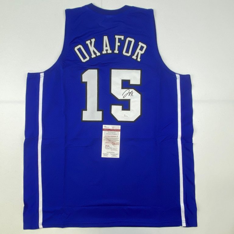 Autographed/Signed JAHLIL OKAFOR Duke Blue College Jersey JSA COA Auto
