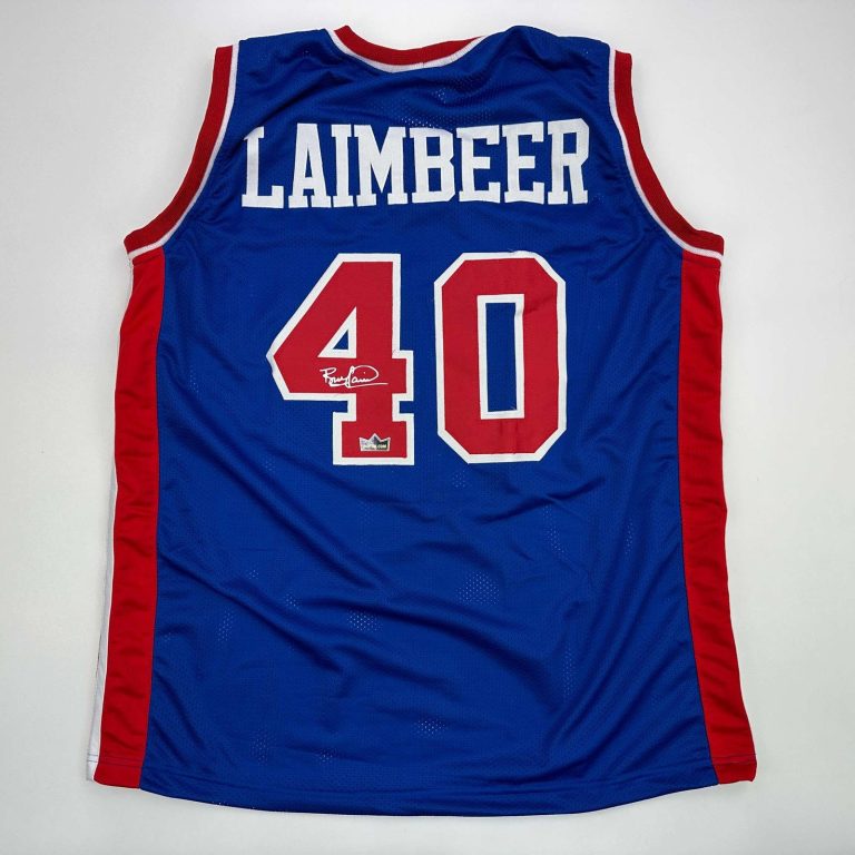 Facsimile Autographed Bill Laimbeer Detroit Blue Jersey Size Men's XL