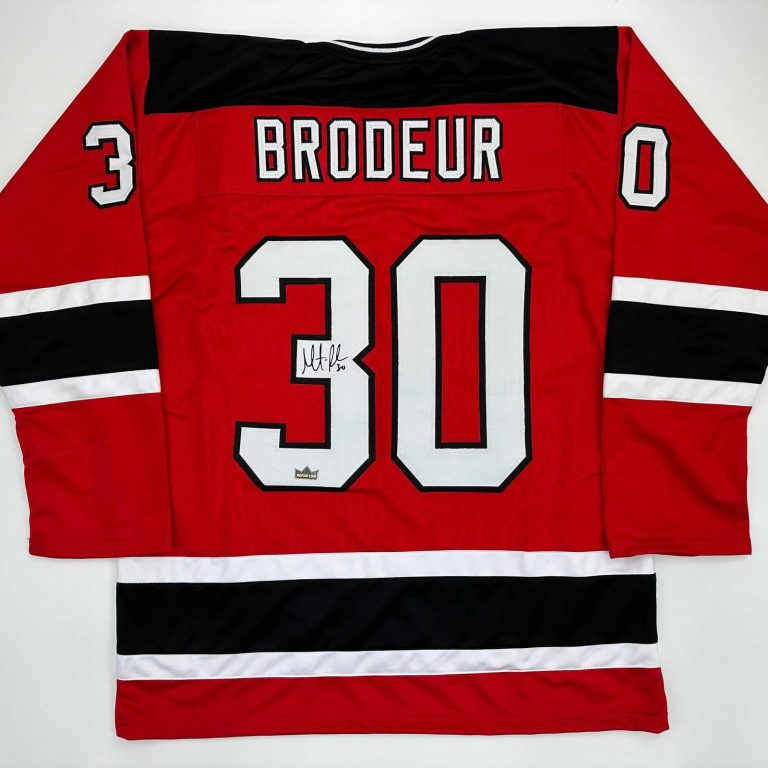 Facsimile Autographed Martin Brodeur New Jersey Red Jersey Size Men's XL