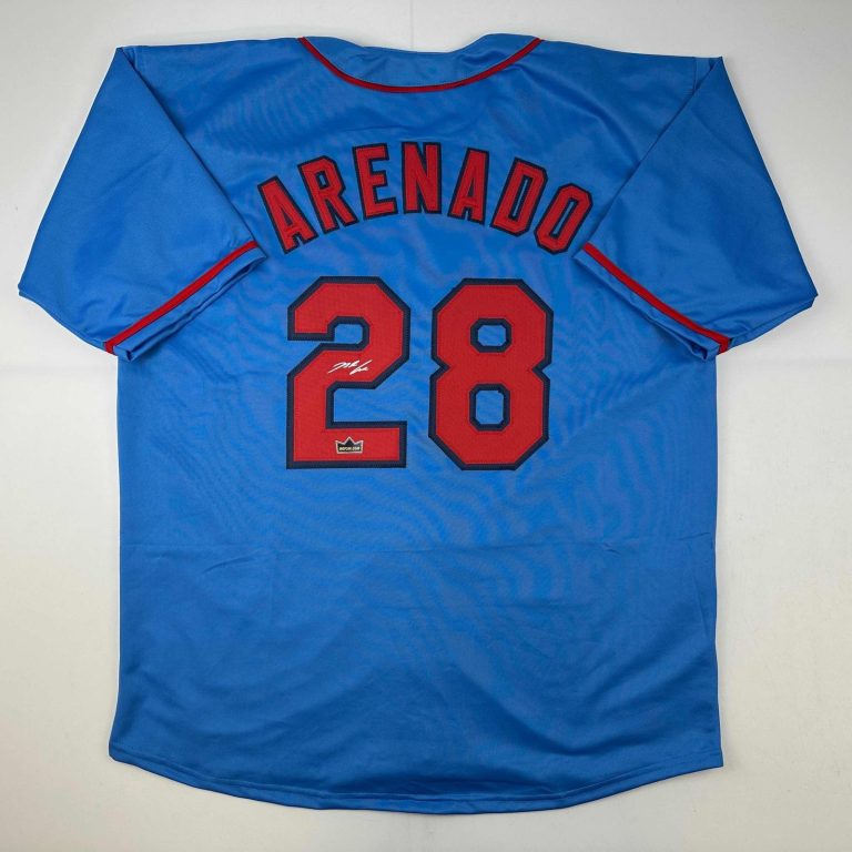 Facsimile Autographed Nolan Arenado St. Louis Blue Jersey Size Men's XL