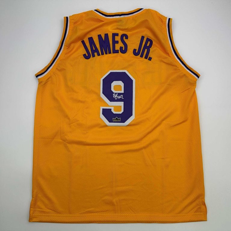 Facsimile Autographed Bronny James Jr. LA Yellow Jersey Size Mens XL