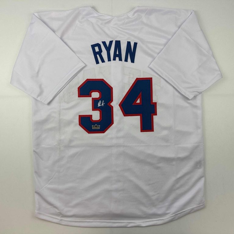 Facsimile Autographed Nolan Ryan Texas White Jersey Men's XL