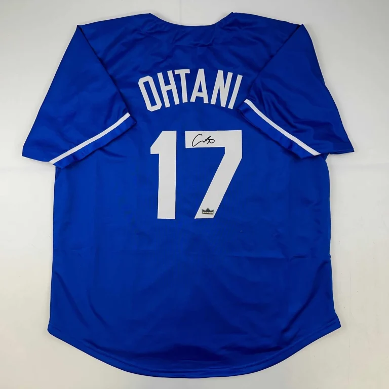 Facsimile Autographed Shohei Ohtani LA Blue Auto Jersey Size Mens XL