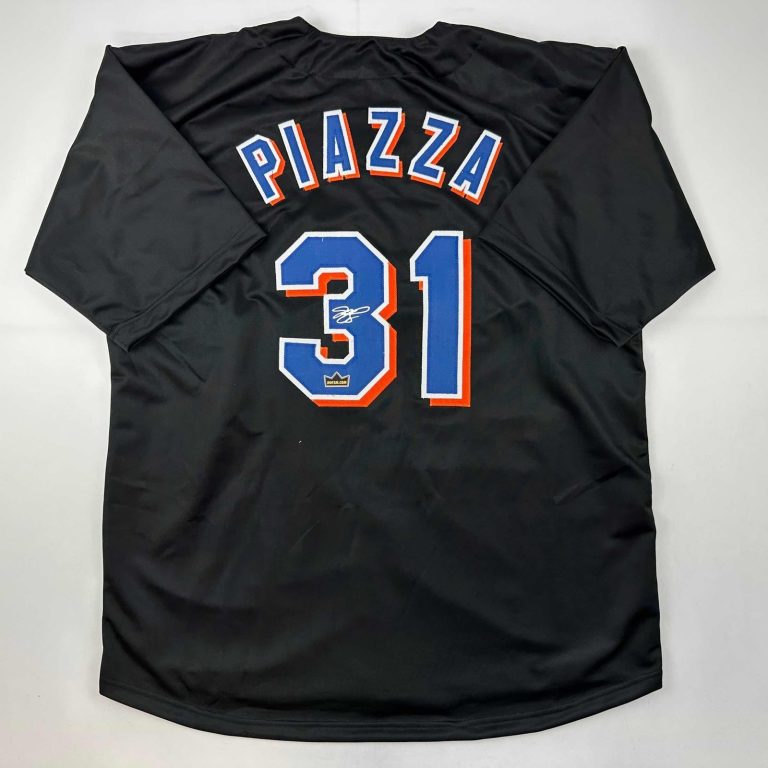 Facsimile Autographed Mike Piazza New York Black Jersey Size Men's XL