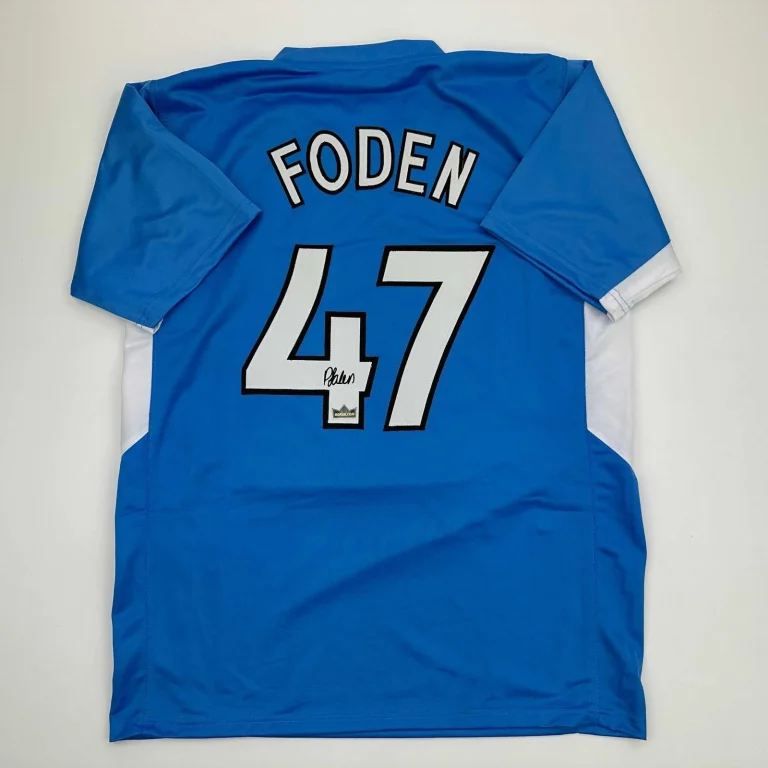 Facsimile Autographed Phil Foden Manchester City Blue Jersey Size Mens XL
