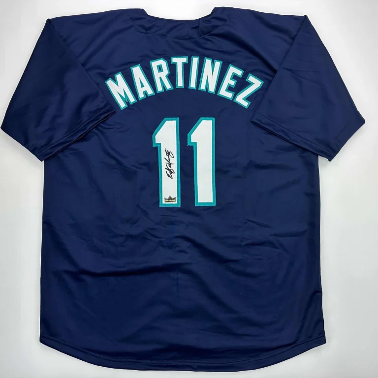 Facsimile Autographed Edgar Martinez Seattle Blue Jersey Size Men's XL