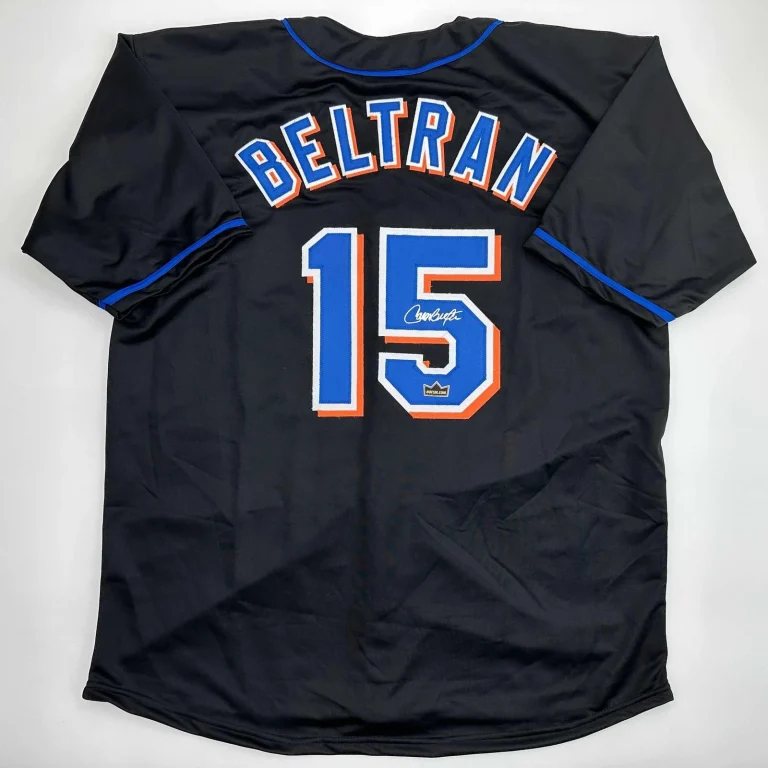 Facsimile Autographed Carlos Beltran New York Black Jersey Size Men's XL