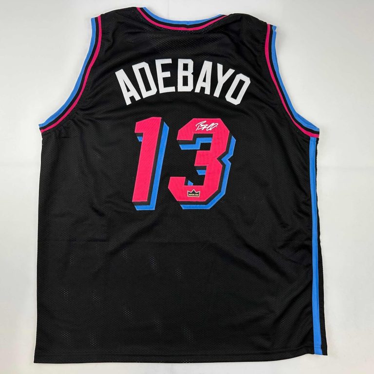 Facsimile Autographed Bam Adebayo Miami Black Vice City Jersey Men's XL