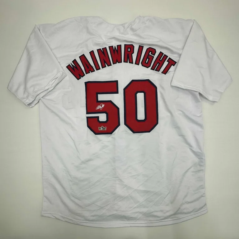 Facsimile Autographed Adam Wainwright St. Louis White Jersey Men's XL