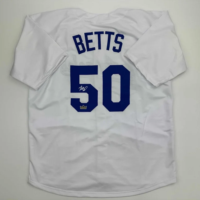Facsimile Autographed Mookie Betts Los Angeles LA White Jersey Men's XL