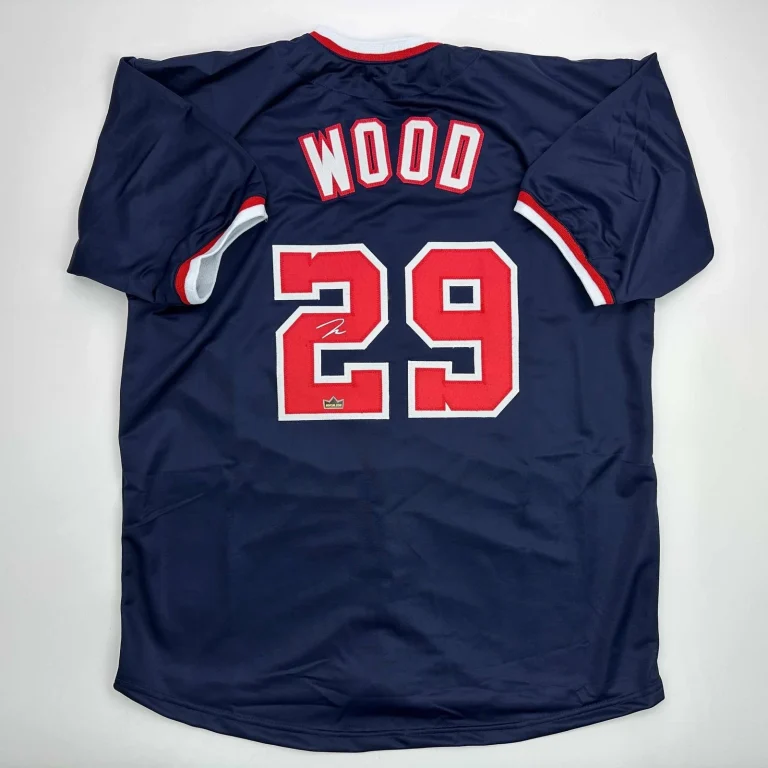 Facsimile Autographed James Wood Washington Blue Jersey Size Men's XL