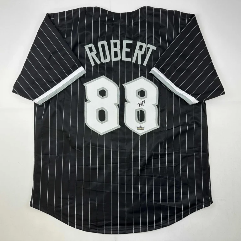 Facsimile Autographed Luis Robert Chicago Black Pinstripe Jersey Size XL