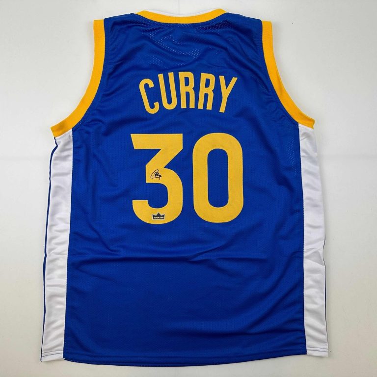 Facsimile Autographed Stephen Steph Curry Golden State Blue Jersey XL