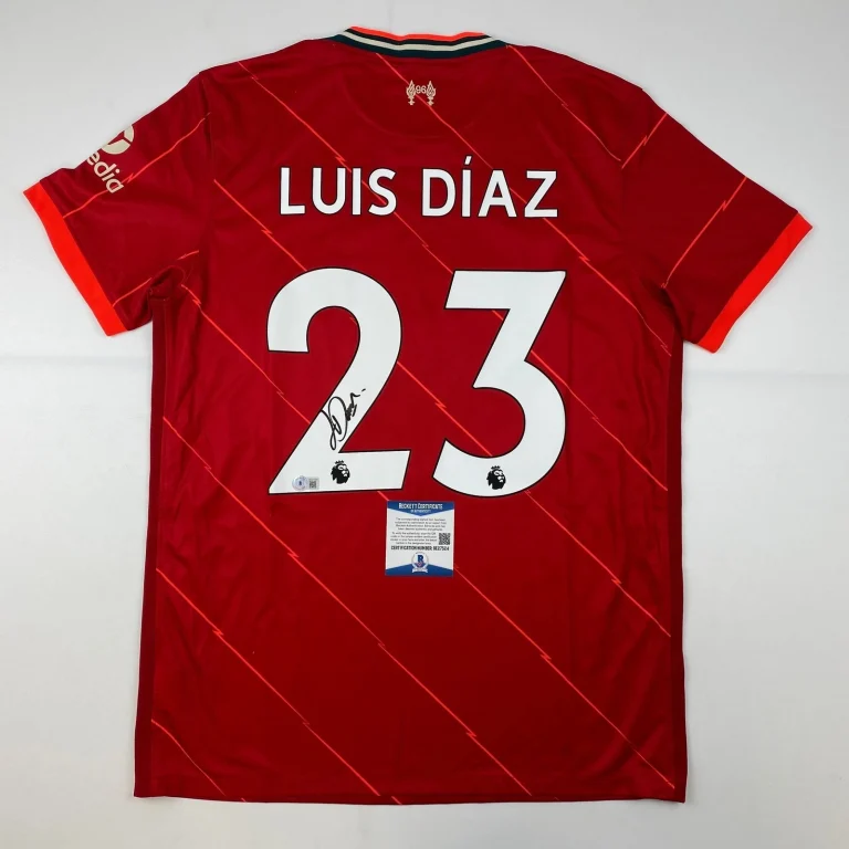 Autographed/Signed Luis Diaz Liverpool Red Jersey Beckett BAS COA Auto