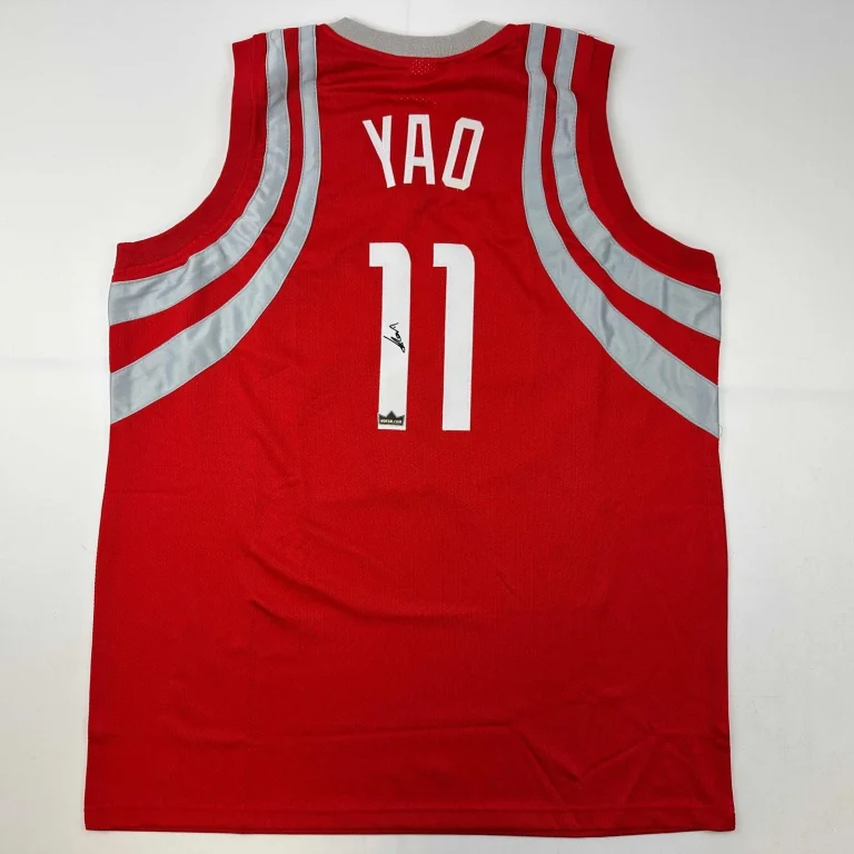 Facsimile Autographed Yao Ming Houston Red Reprint Jersey Size Men's XL