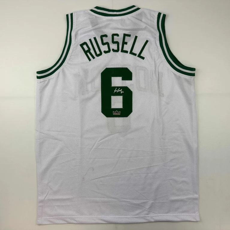 Facsimile Autographed Bill Russell Boston White Jersey Size Men's XL