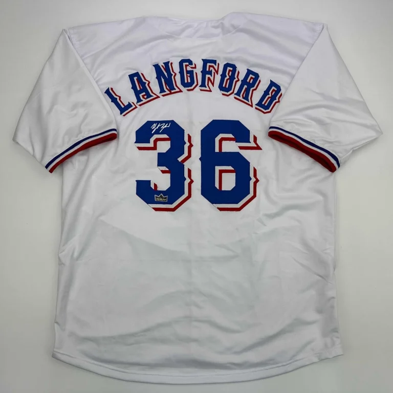 Facsimile Autographed Wyatt Langford Texas White Jersey Size Men's XL