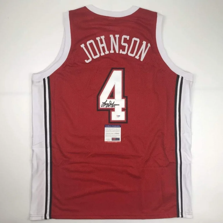 Autographed/Signed Larry Johnson UNLV Red College Jersey PSA/DNA COA