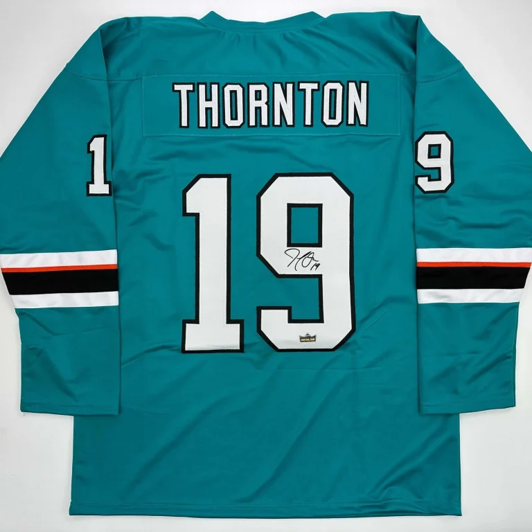 Facsimile Autographed Joe Thornton San Jose Teal Jersey Size Men's XL