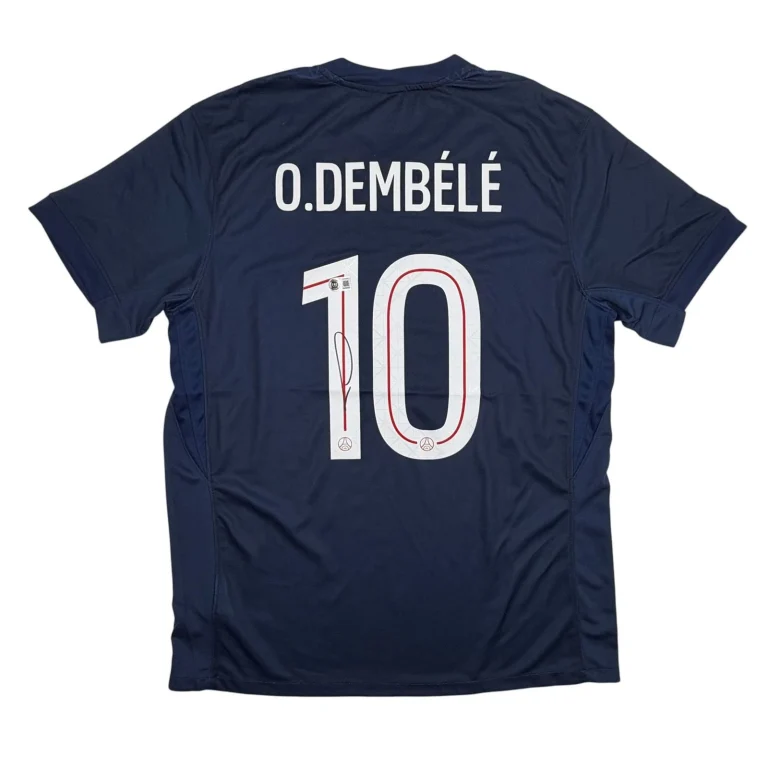 Autographed/Signed Ousmane Dembele PSG Blue Soccer Jersey Beckett BAS COA 2
