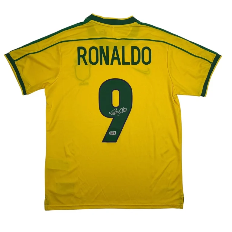 Autographed/Signed Ronaldo Nazario Brazil Yellow Jersey Beckett BAS COA #2